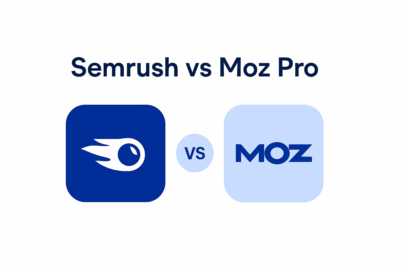 Infographic comparing Semrush (complete marketing platform), Moz Pro (Domain Authority and teaching) and ChatSEO (AI on your real Search Console data)